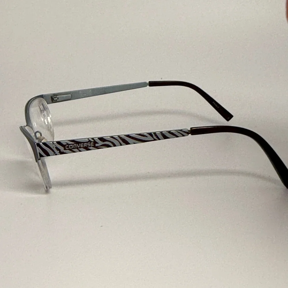 Converse All Star A059 Brown Zebra Print Semi-Rimless Cat Eye Eyeglass Frames